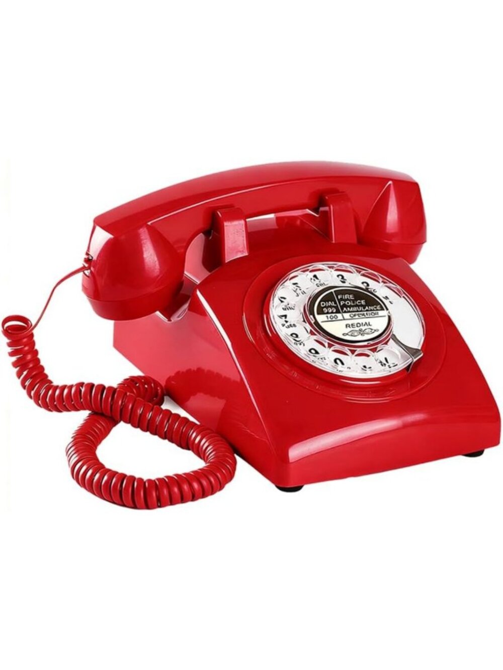 Vintage Red Rotary Phone with Redial | Retro 1960s Landline Telephone, Antique